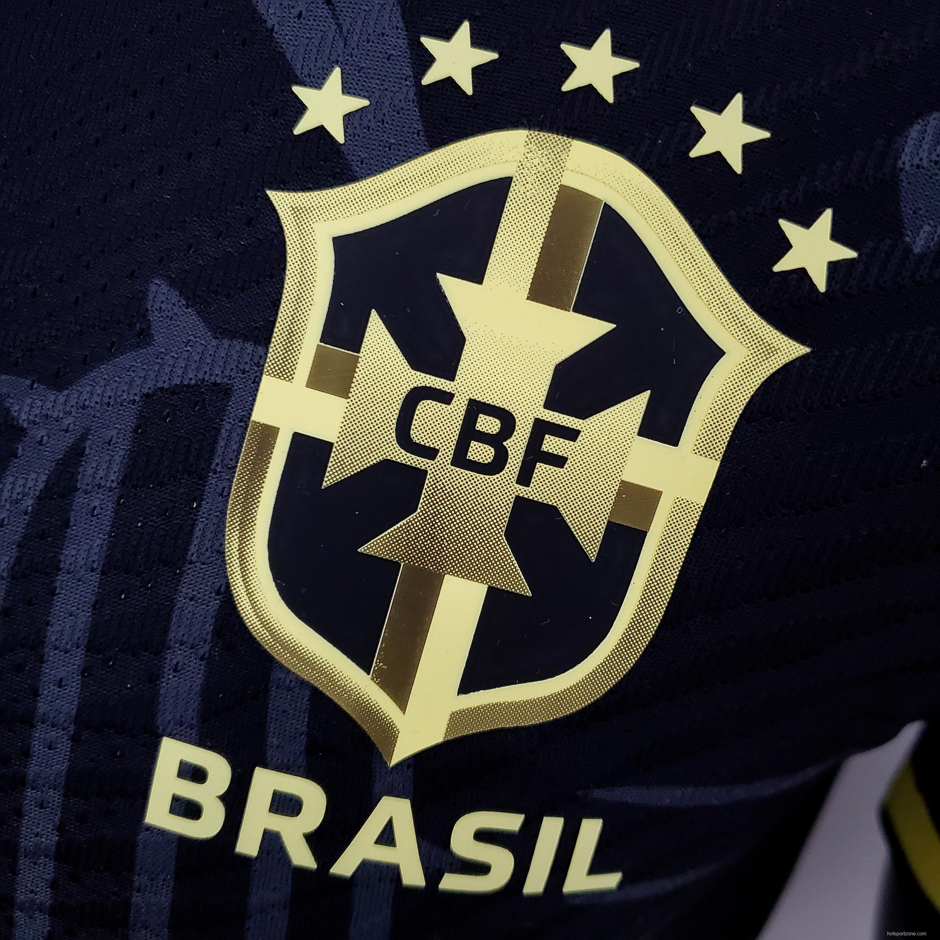 2022 player version Brazil Black Soccer Jersey