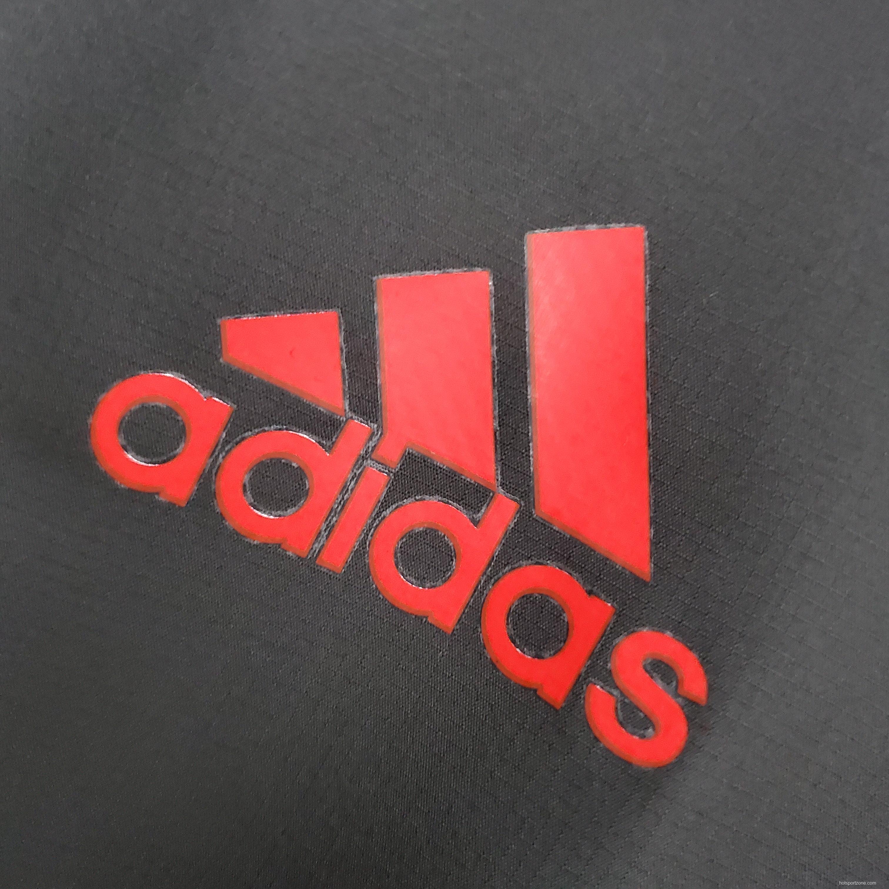 2022 Manchester United Windbreaker Black and Blue Soccer Jersey
