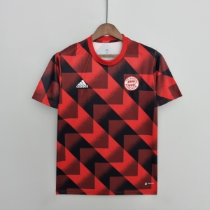 22/23 Bayern Munich Training Kit Red Geometric Pattern Soccer Jersey