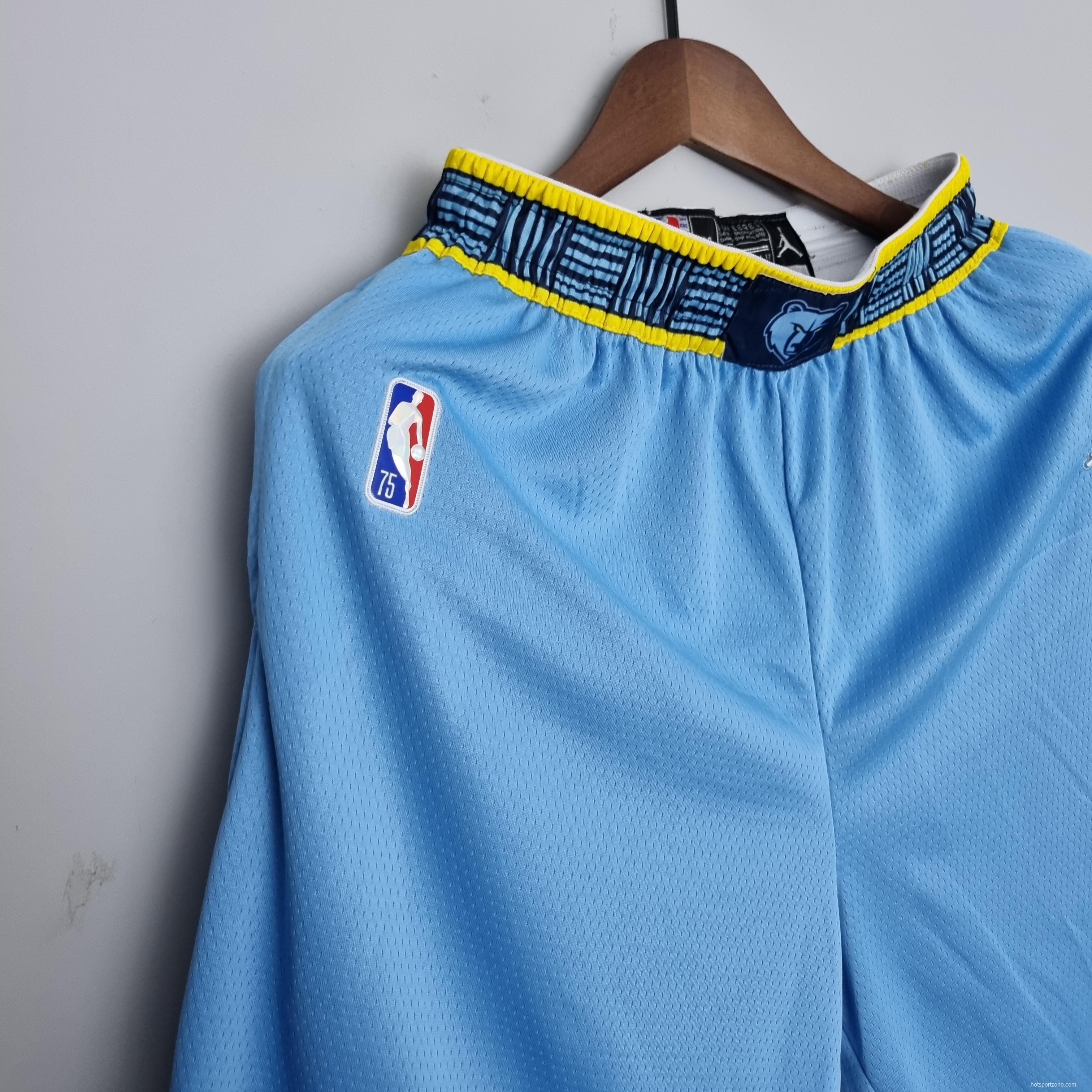 75th Anniversary Memphis Grizzlies Jordan Edition Blue Shorts NBA