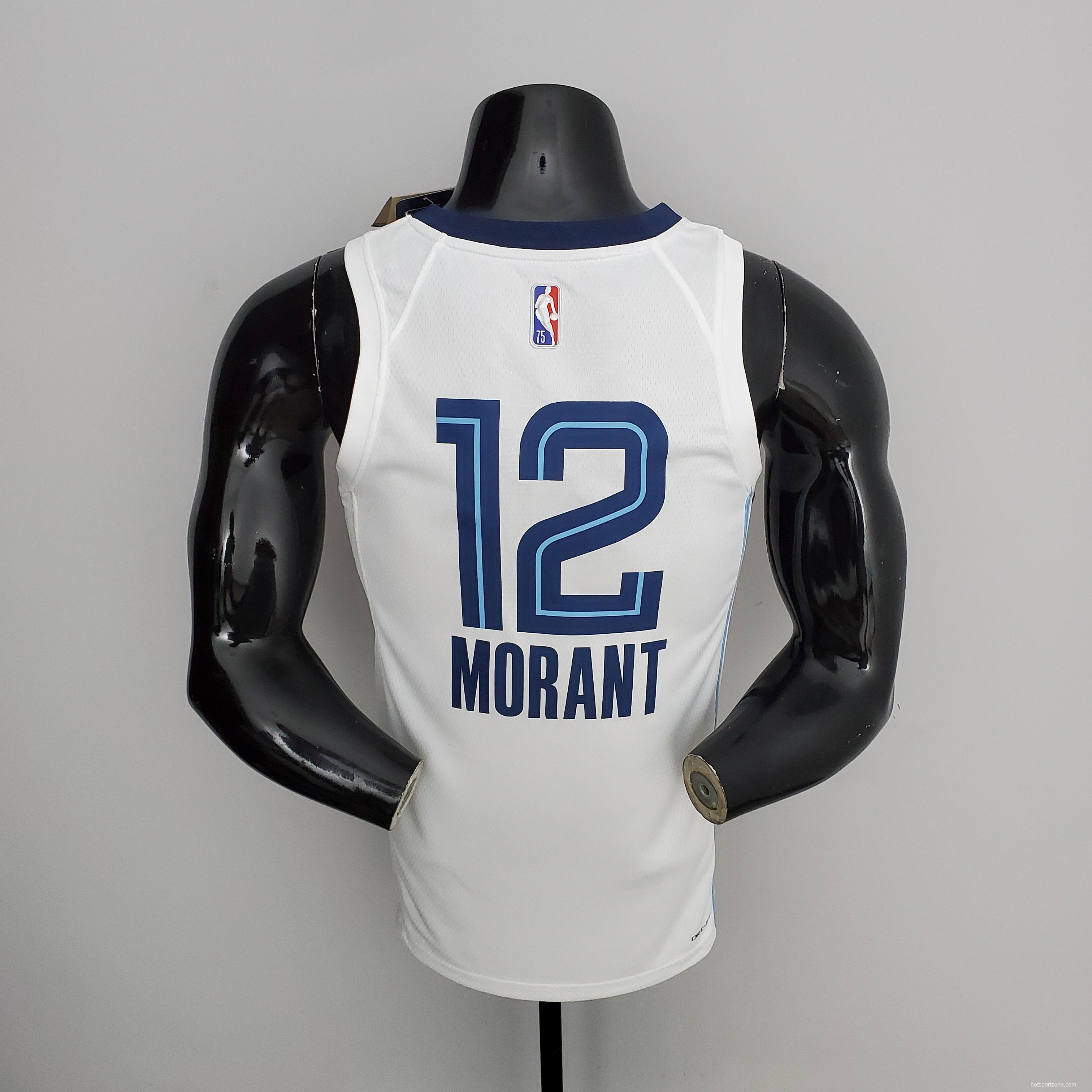 75th Anniversary Memphis Grizzlies MORANT#12 White NBA Jersey