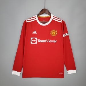 21/22 Manchester United long sleeve home Soccer Jersey