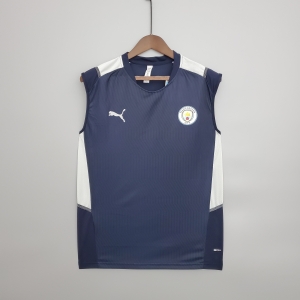 21/22 Manchester City Vest Training Suit Royal Blue Soccer Jersey