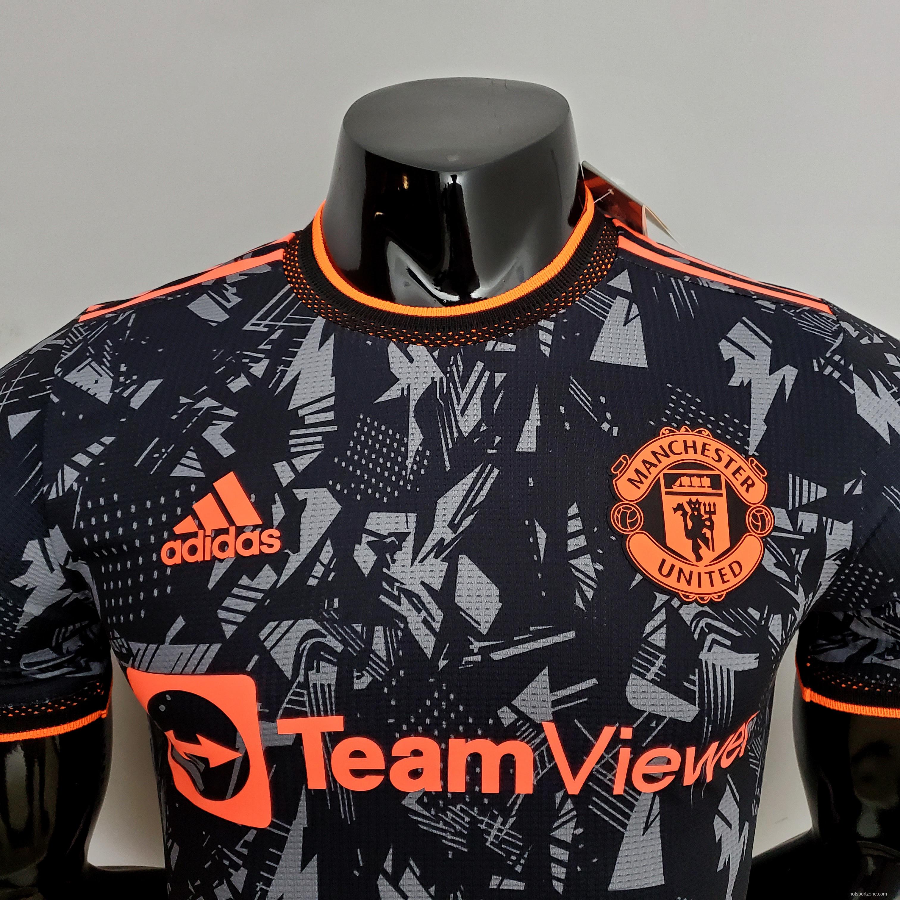 22/23 Player Version Manchester United Black Camo Soccer Jersey