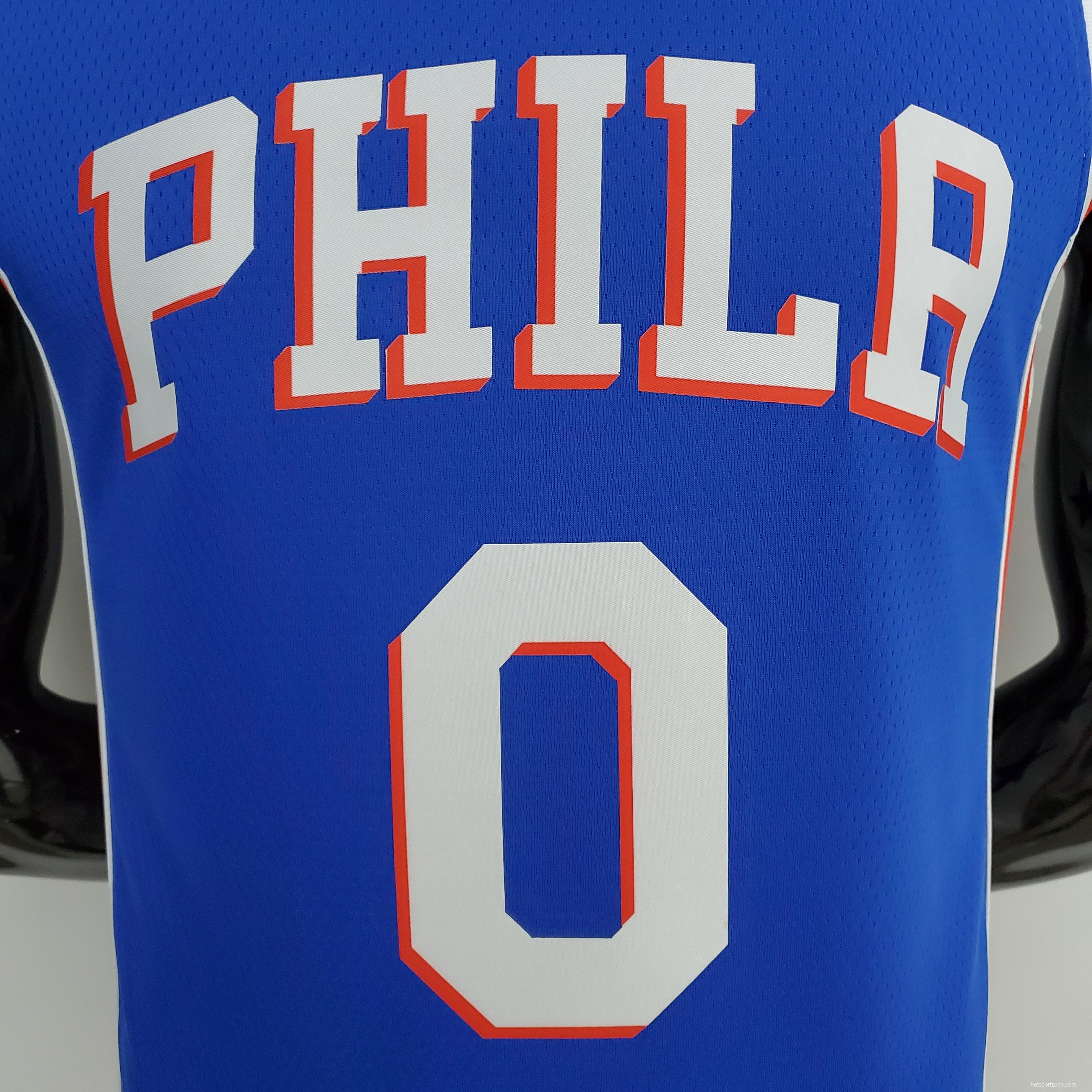 75th Anniversary Philadelphia 76ers MAXEY#0 Blue NBA Jersey