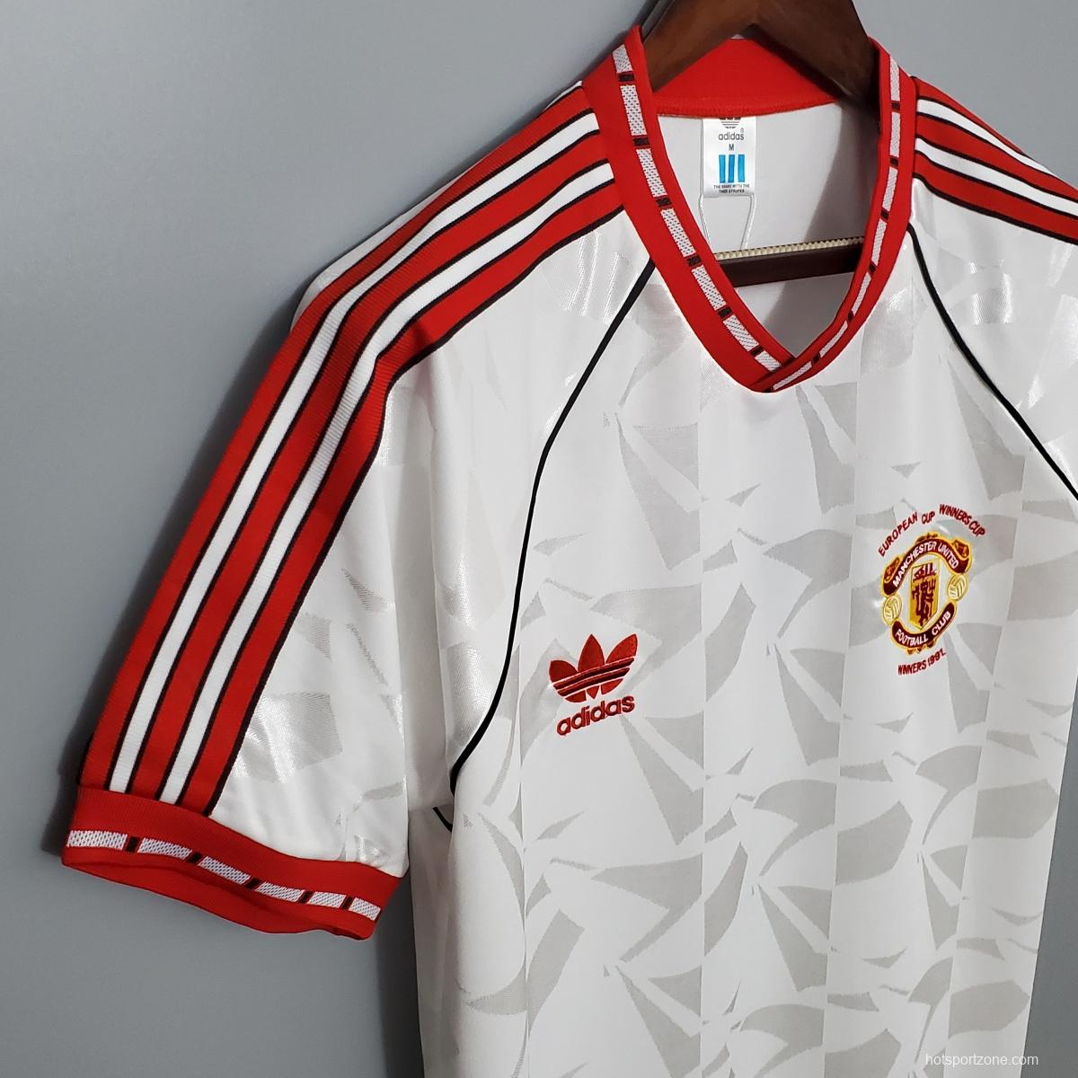 Retro 1991 Manchester United white Soccer Jersey