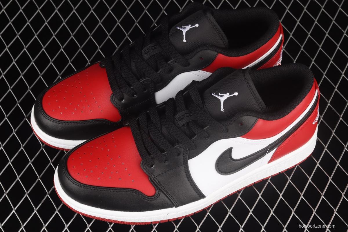 Air Jordan 1 Low black and red toe low top cultural basketball shoes 553558-612