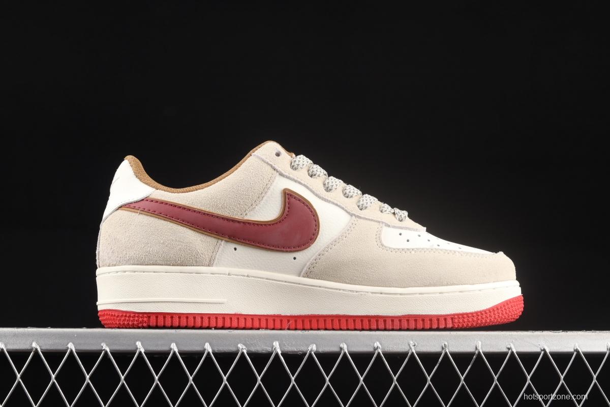 NIKE Air Force 1x07 SU19 rice white Chinese red suede low-top casual board shoes QZ3068-226