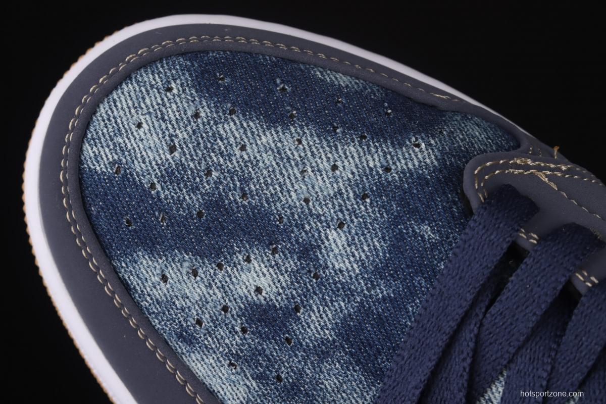 Air Jordan 1 Low dark blue denim low top basketball shoes DH1259-400