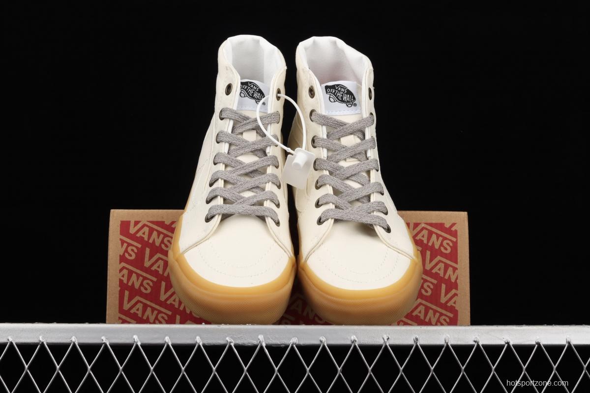 Vans Sk8-Hi Authentic rice white rubber backing cork cushion canvas high upper board shoes VN0A4RWY20F
