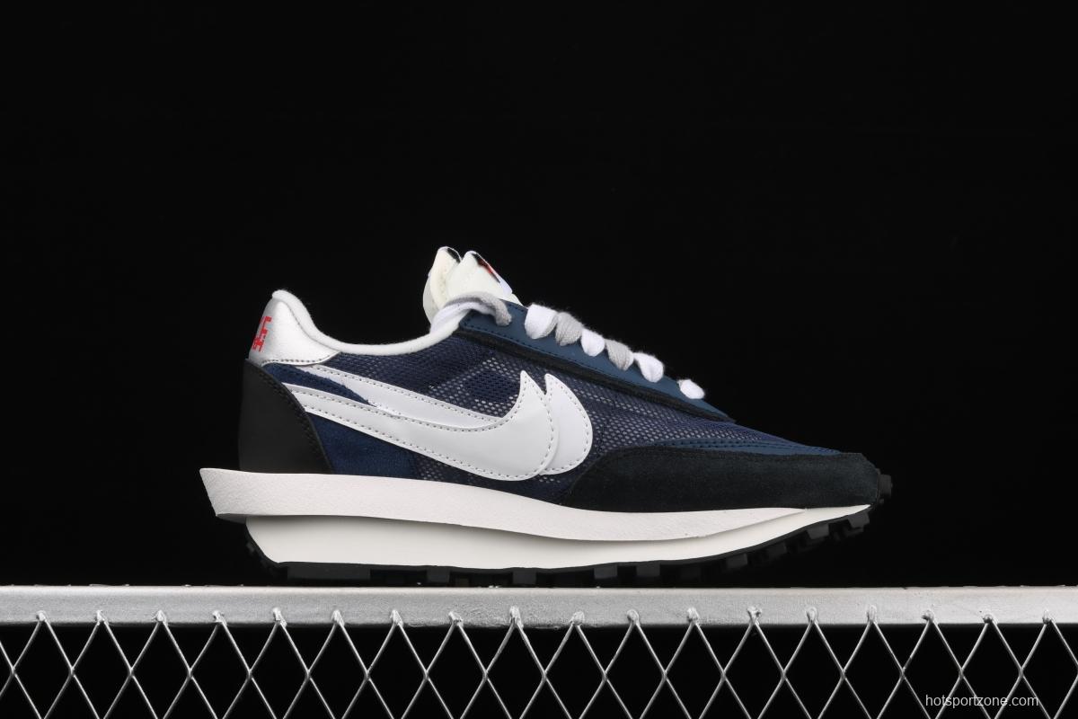 Fragment Design x Sacai x NIKE LVD Waffle Daybreak Fujiwara Hiroshi Fujiwara co-signed the catwalk style double hook Swoosh running shoes BV0073-008