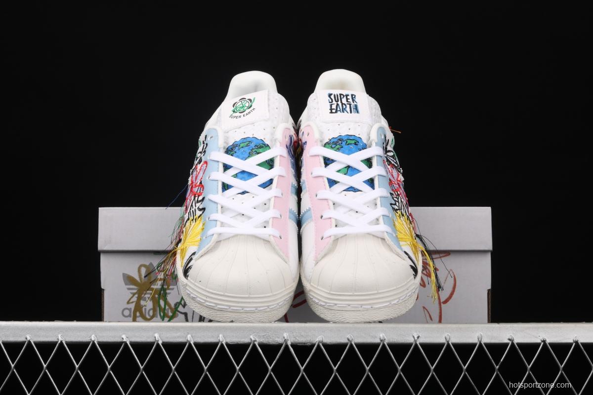 Adidas x Sean Wotherspoon SW FZ4724 shell head co-named Song Yanfei embroidered small flower board shoes