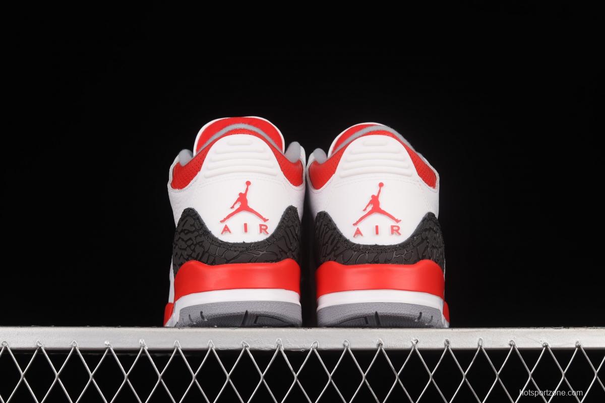 Air Jordan Retro AJ3 Joe 3 white and red manuscript burst crack sports basketball shoes 136064-120