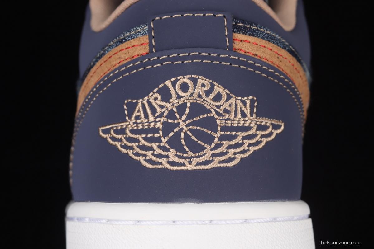Air Jordan 1 Low dark blue denim low side culture leisure sports shoes DH1259-400