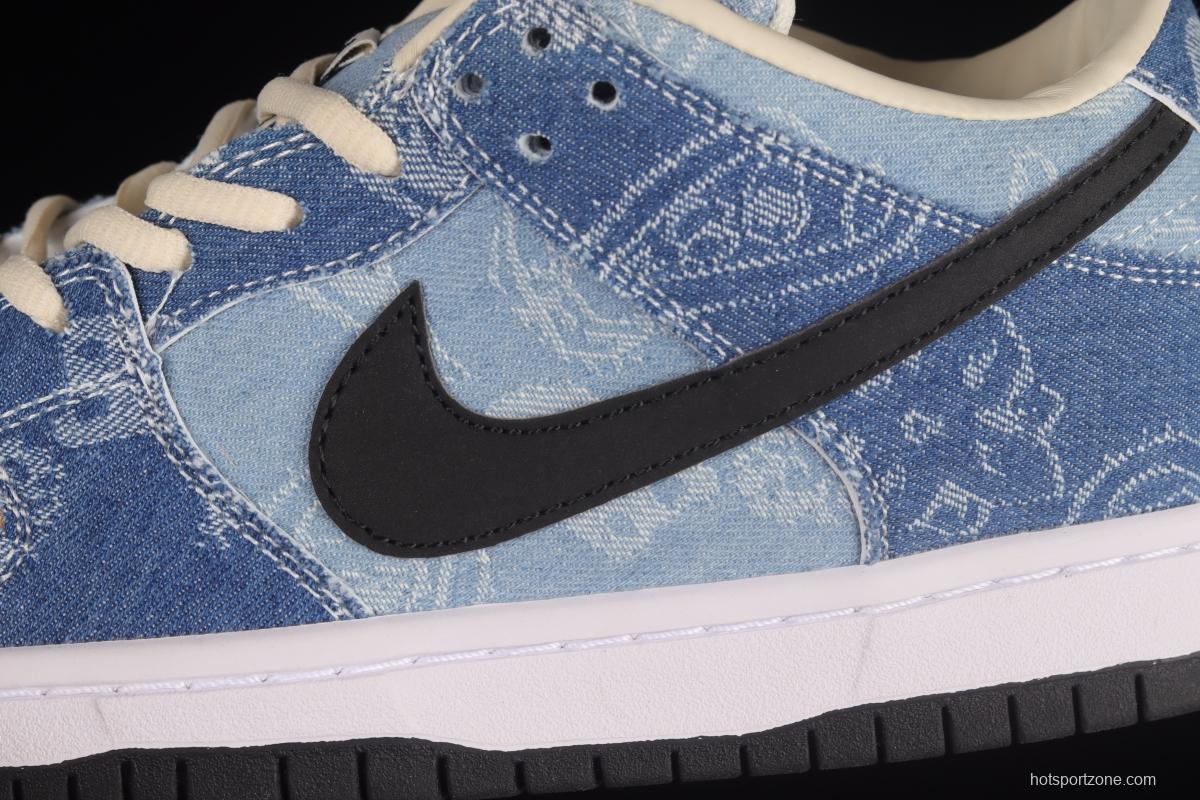 Circlecustom x NIKE DUNK Low co-branded custom cashew denim low-top skateboard shoes BQ6817-168