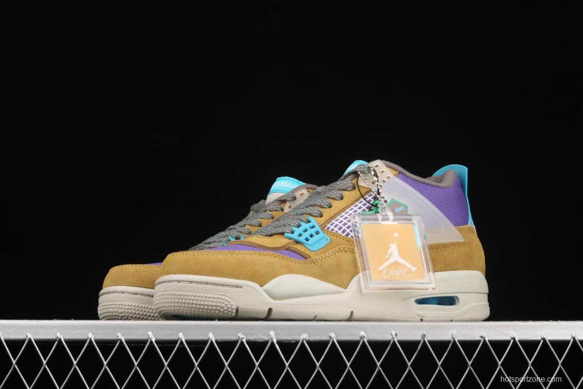 Union LA x Nike Air Jordan 4 Retro Desert Moss turquoise purple sports culture basketball shoes DJ5718-300