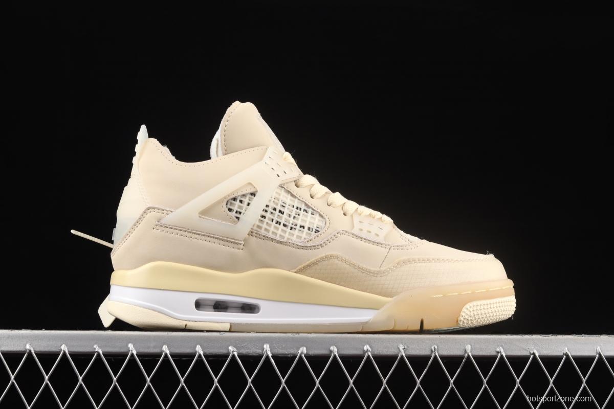 OFF-White x Air Jordan 4 Retro Cream/Sail help retro leisure sports culture basketball shoes CV9388-100