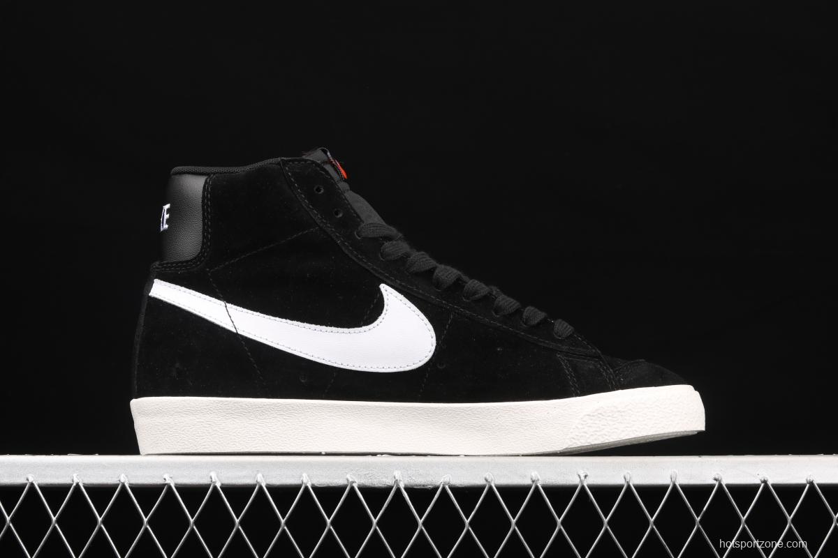 NIKE Blazer Mid'77 Suede Trail Blazers Classic Black and White Gobang Leisure Board shoes CI1172-005