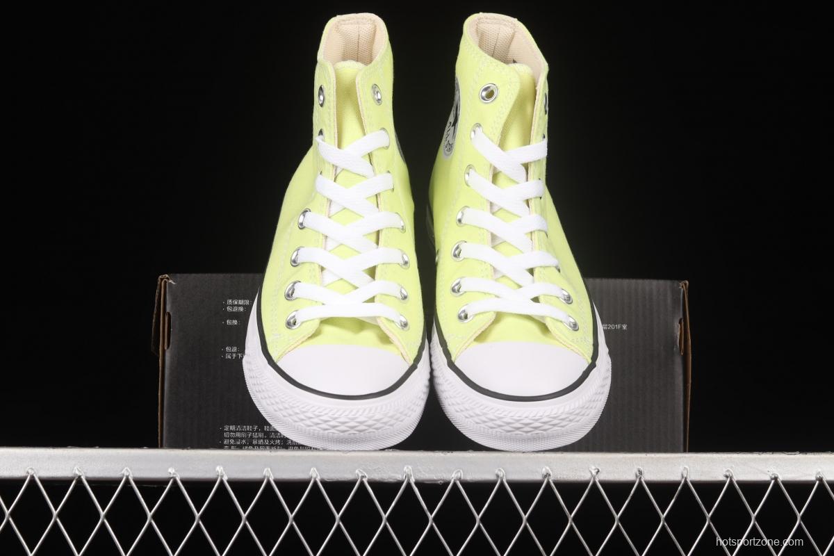Converse All Star light colors are lemon yellow high top fashionable canvas shoes 170154C