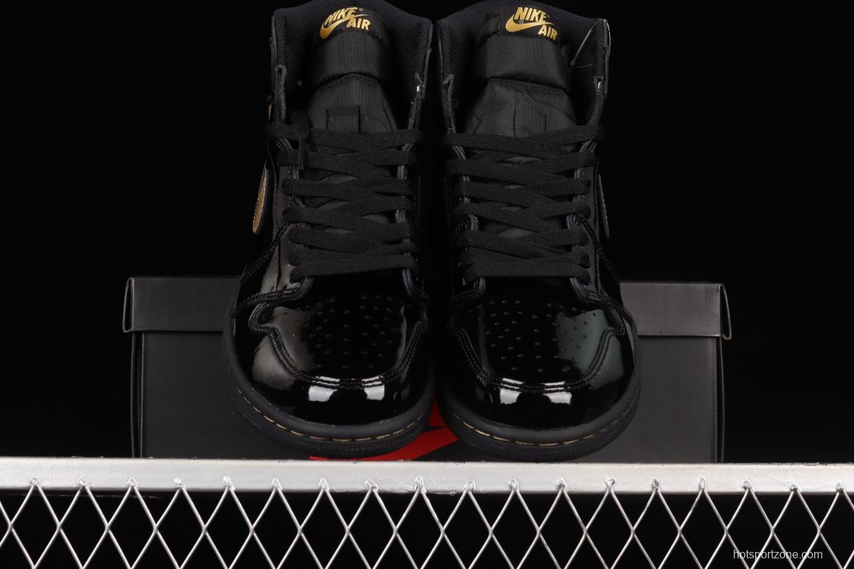 Air Jordan 1 High OG Metallic Gold black gold lacquered leather 555088-032