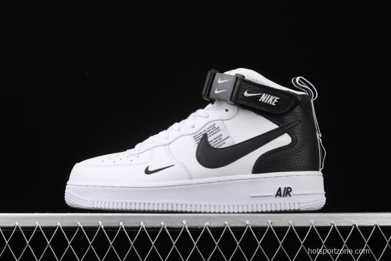 NIKE Air Force 1 Mid'07 Lv8 white and black simple edition OW letter casual board shoes 804609-103