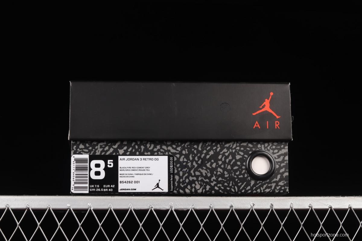 Air Jordan 3 Retro Black Cement (2018) AJ3 Joe 3 Retro Black Cement 854262-001