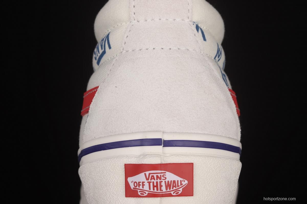 Vans Sk8-Mid Logo white full printed medium top casual board shoes VN0A3WKT9M8