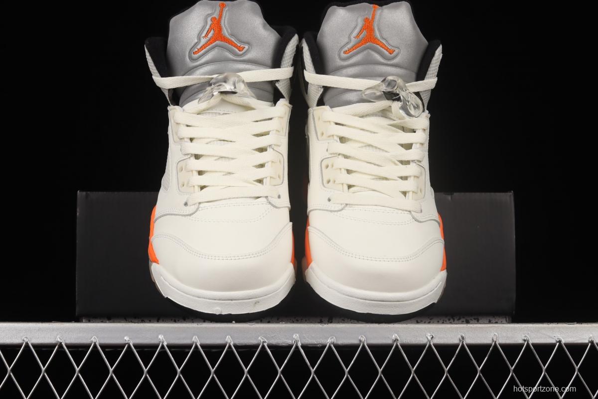 Air Jordan 5 Shattered Backboard white orange buckle shredded high top basketball shoes DC1060-100
