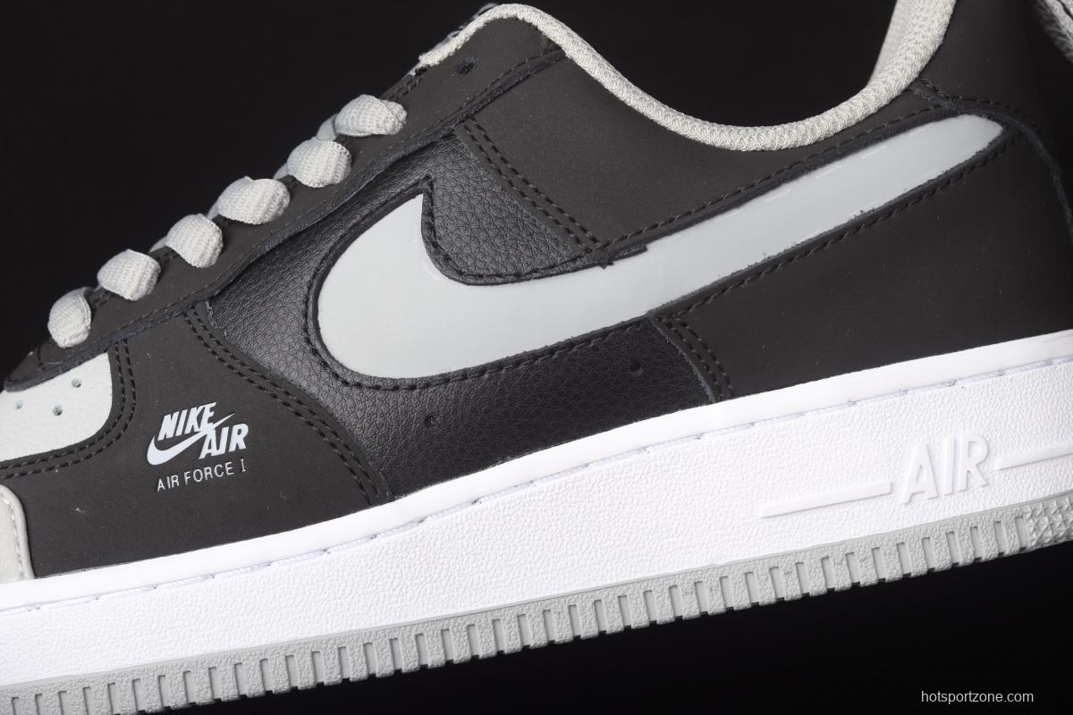 NIKE Air Force 1 Premium ShAdidasow grey Shadow Grey side Logo3M reflective low upper shoes BQ6818-009