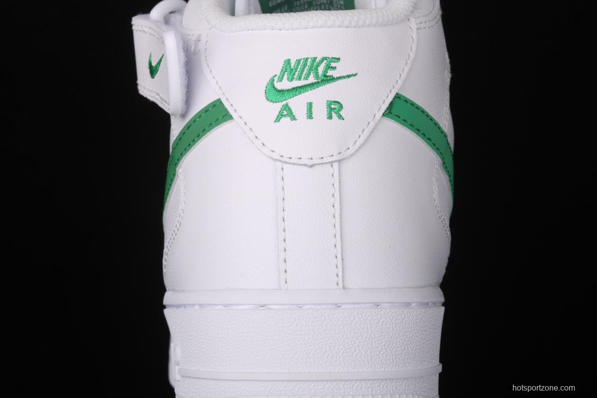 NIKE Air Force 1x07 Mid white and green 3M reflective medium-top casual board shoes 366731-909