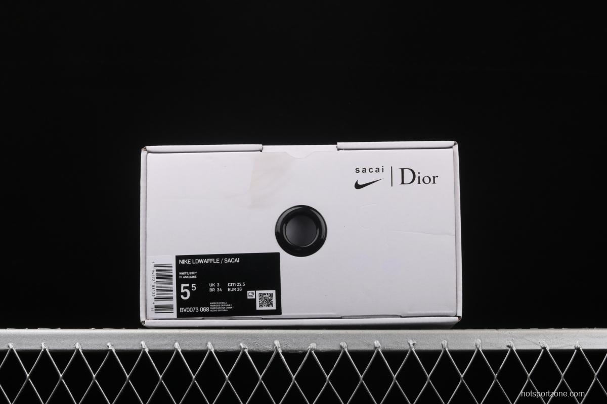 Dior x Sacai x NIKE LVD Waffle Daybreak co-signed catwalk style double hook Swoosh running shoes BV0073-068,