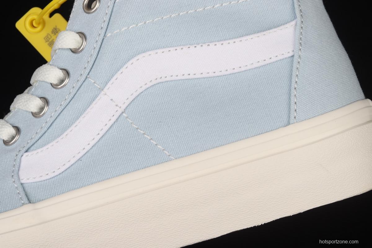 Vans Sk8-Hi environmental protection series light blue high-top canvas casual shoes VN0A4U169FR