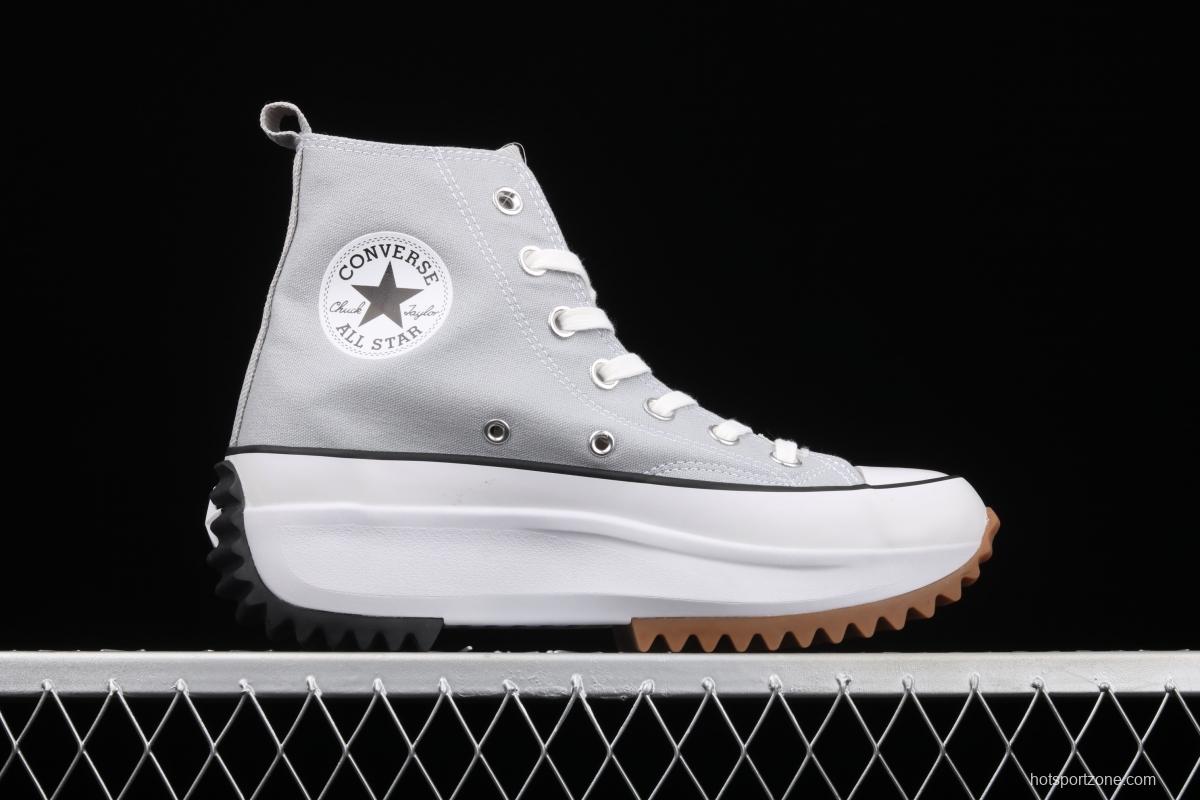 Converse Run Star x JW Anderson joint style grey high-top thick-soled canvas shoes 170552C