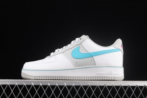 NBA x NIKE Air Force 1x 07 Low white, blue, yellow, mandarin duck hook low-top casual board shoes DC8874-100