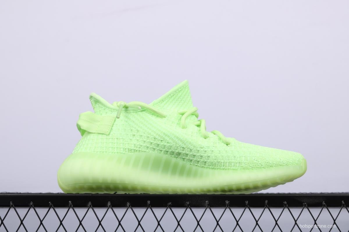 Adidas Yeezy 350 Boost V2 EG5293 Darth Coconut 350 second generation fluorescent green hollowed-out silk color matching