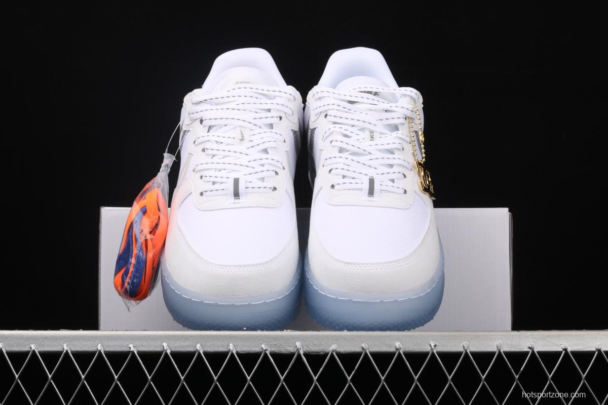 NIKE Air Force 1 React QS Light Bone Analysis of Ice Blue low Upper Board shoes CQ8879-100