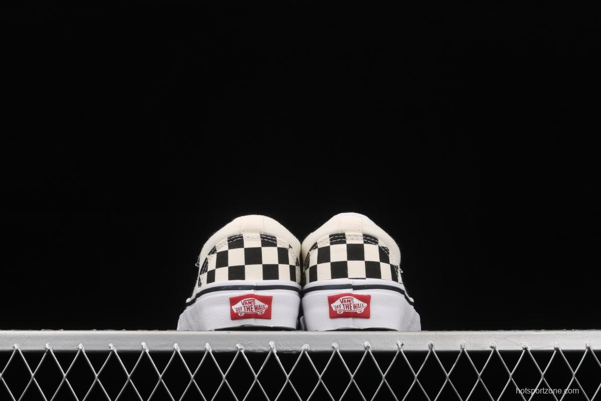 Vans Asher black and white checkerboard plaid Loafers Shoes retro low upper canvas casual shoes VN000SEQIPD