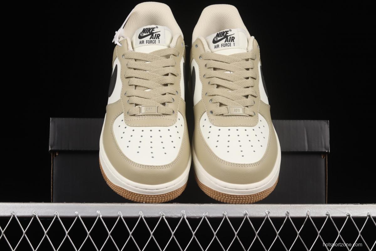 NIKE Air Force 1x 07 Low khaki black hook low-top casual board shoes DH5969-633