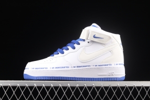 NIKE Air Force 1x 07 Mid x Uniterrupted white and blue graffiti James co-signed the same 3M reflective medium side leisure sports board shoes CT1206-600