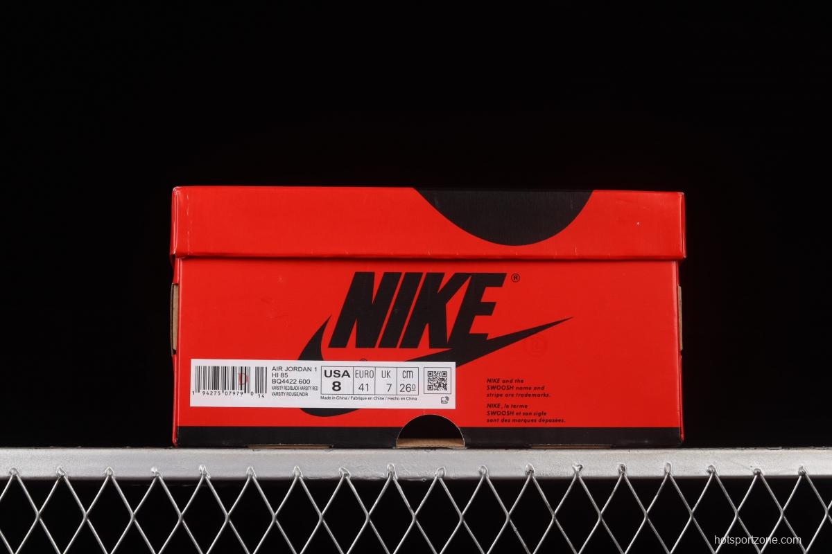 Air Jordan 1 Hi 85 reverses black and red forbids wearing high top basketball shoes BQ4422-600