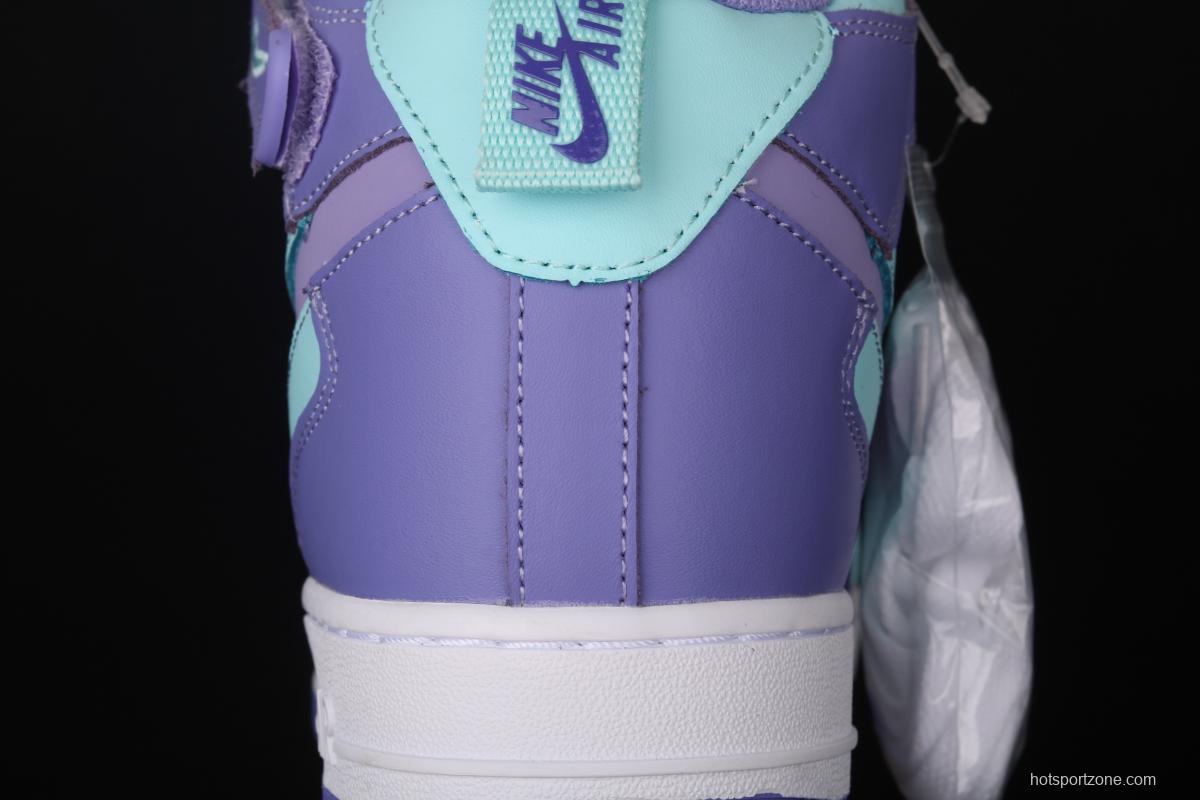 NIKE Air Force 1 Mid sells blue and purple color Zhongbang leisure board shoes CV3039-107overseas