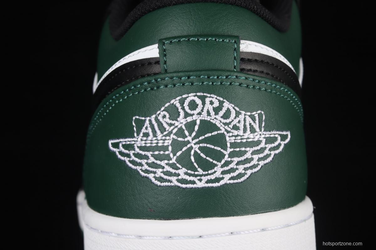 Air Jordan 1 Low black, white and green low-top cultural basketball shoes 553558-371