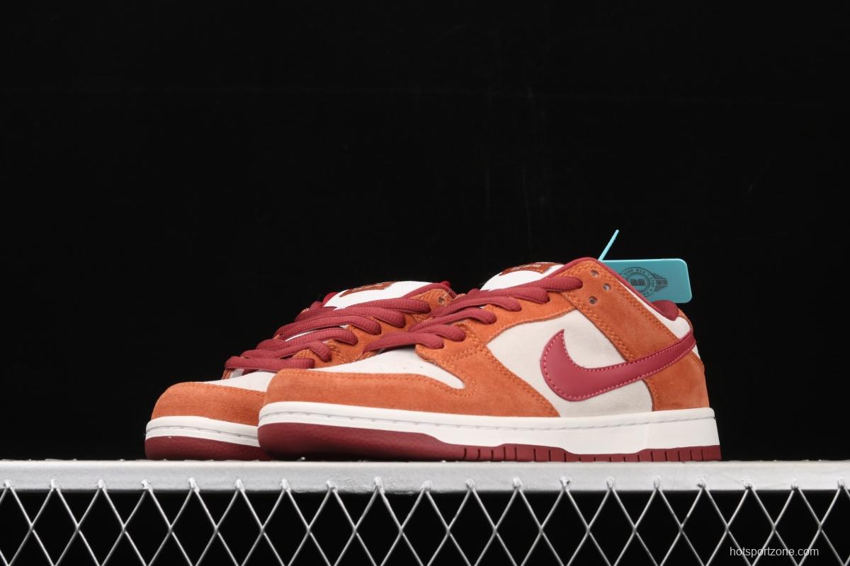 NIKE SB DUNK Low Pro brown-red color matching low-top casual board shoes BQ6817-202