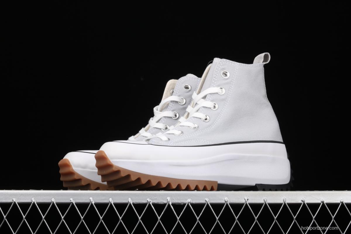 Converse Run Star x JW Anderson joint style grey high-top thick-soled canvas shoes 170552C