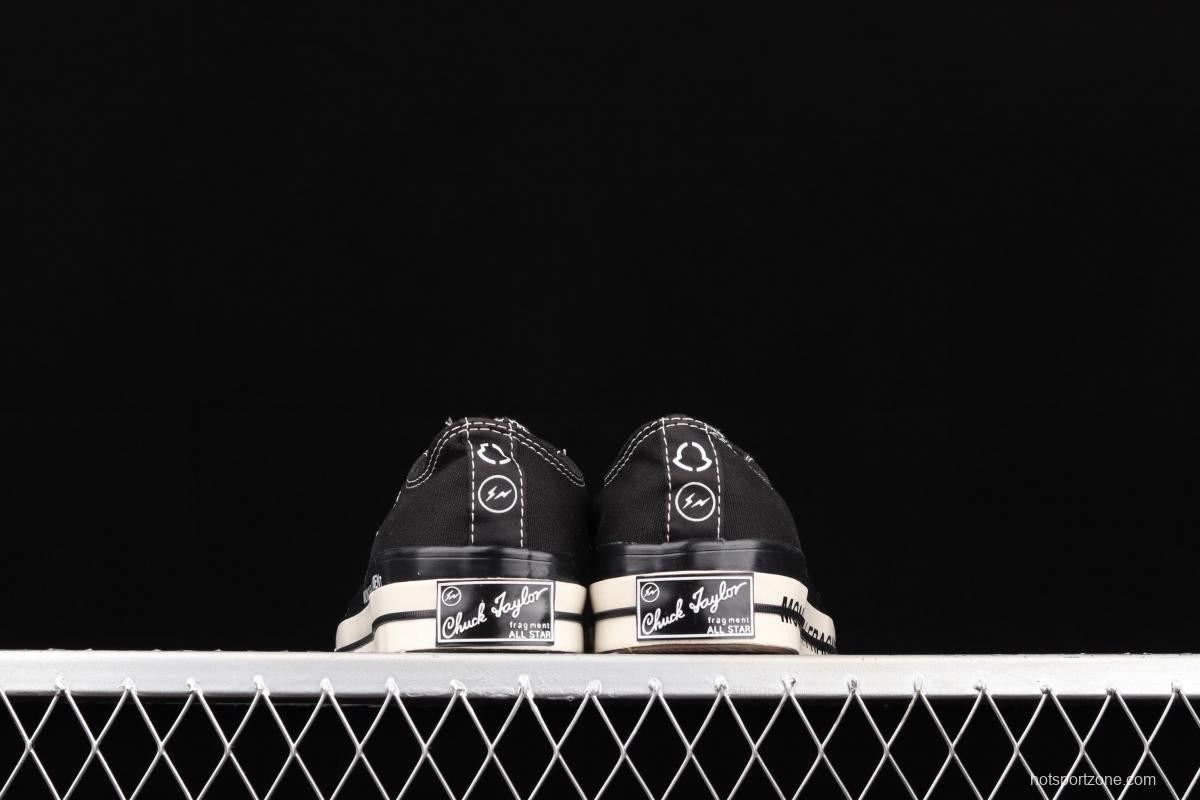 Fragment x Moncler x Converse 1970 S Fujiwara Hiroshi Fujiwara Lightning co-signed Chen Weiting the same black-and-white graffiti classic low-top canvas shoes 172320C