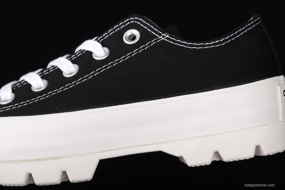 Converse Chuck Taylor All Star Lugged Move OX Converse black and white thick soled heightening shoes 567681C