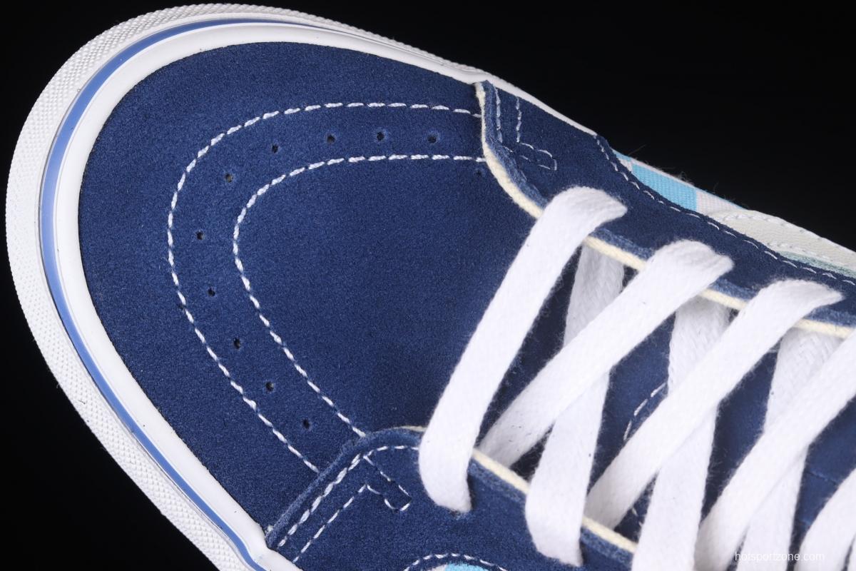 Vans SK8 Hi 38 DX Anaheim blue and white checkered high-top casual board shoes VN0A5KRIA5I