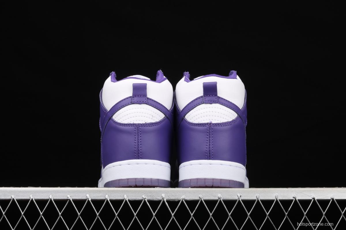 NIKE SB DUNK High Varsity Purple dunk series white and purple color retro high top leisure sports skateboard shoes DC5382-100