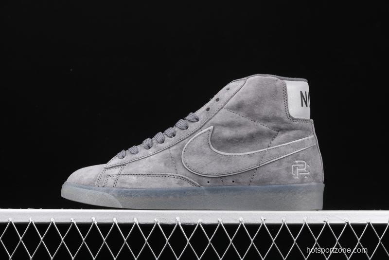 Reigning Champ x NIKE Blazer Mid Retro defending champion joint top suede 3M reflective high upper shoes 371761-900