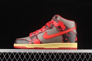 NIKE DUNK High 1985 Red Camo gray-black and red pickled high-top casual board shoes DD9404-600